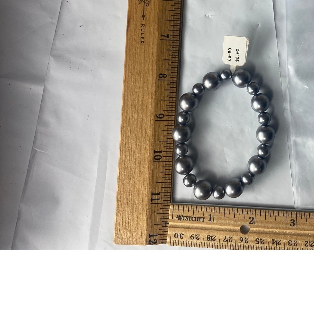 Dark Gray Beaded Stretch Bracelet Women Jewelry